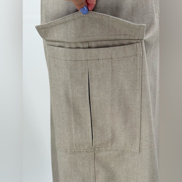 Zara Women’s Beige Wrap Midi Skirt with Cargo Pocket & D-Ring Belt Casual Chic - Picture 6 of 10